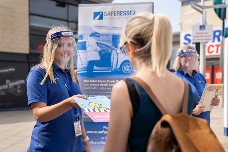A SERP road safety officer engaging with members of the public