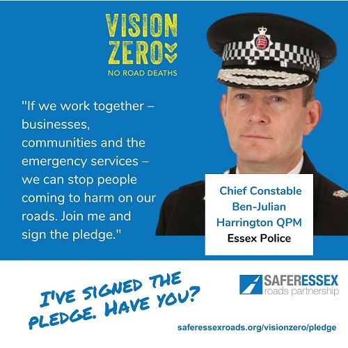 The Chief Constable of Essex Police has become the one of the latest people to sign the Essex Vision Zero pledge.